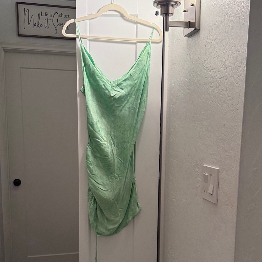 Green Satin Slip Dress